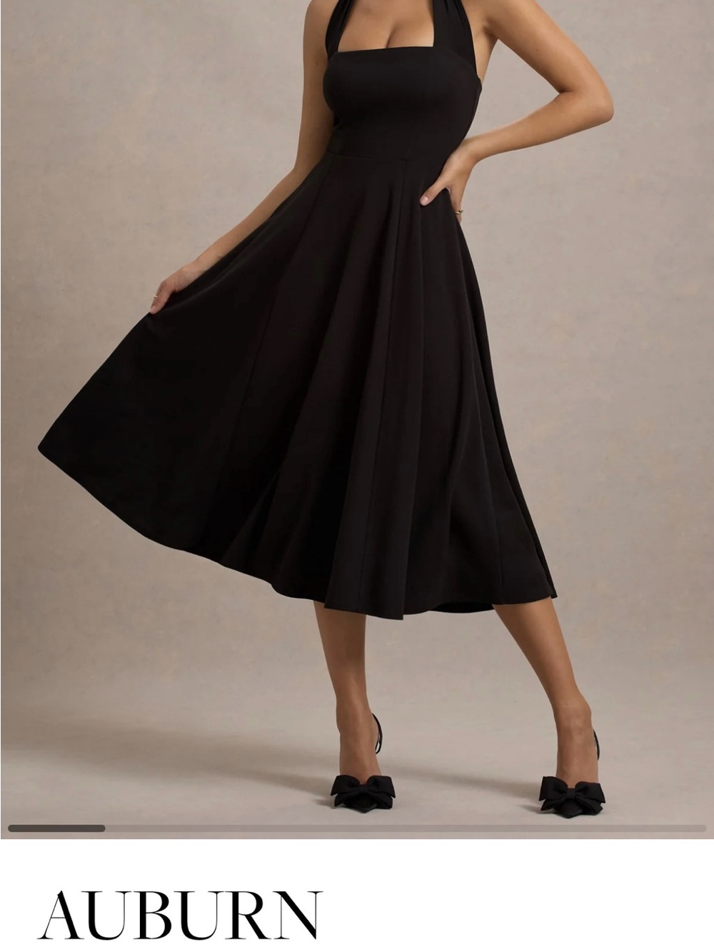 Club L London Black Halter Midi Dress